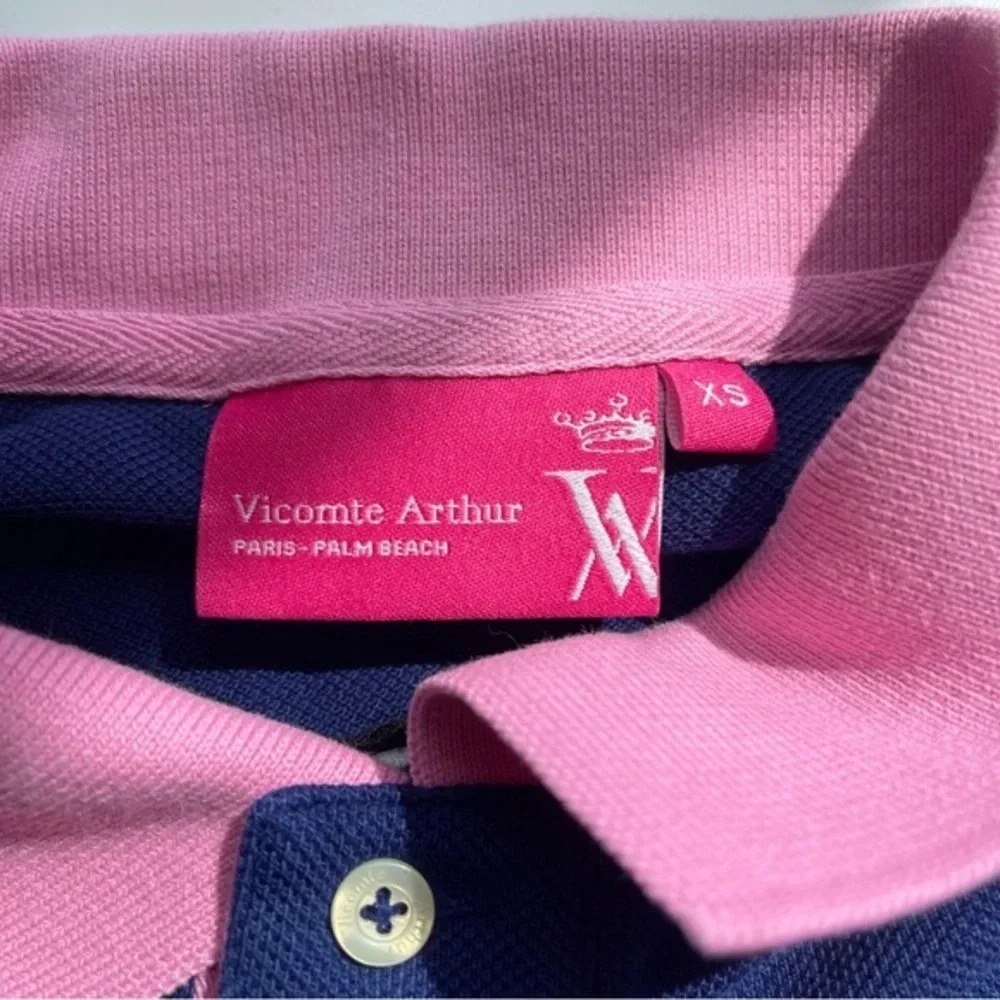 Polo shirt top XS Vicomte A short sleeves Collection Saint Tropez blue - Picture 6 of 6